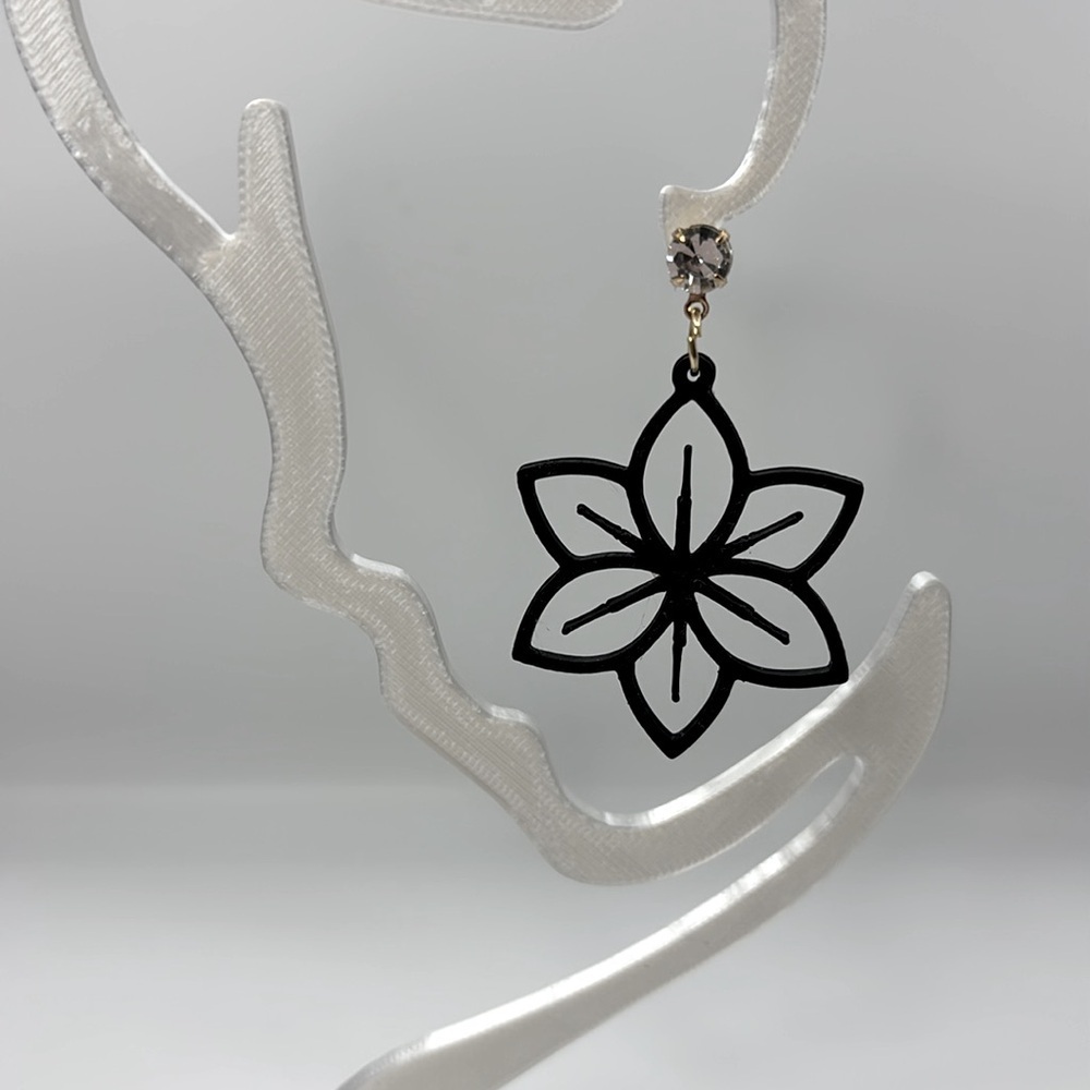 Black Floral Earrings - Picture 4 of 5